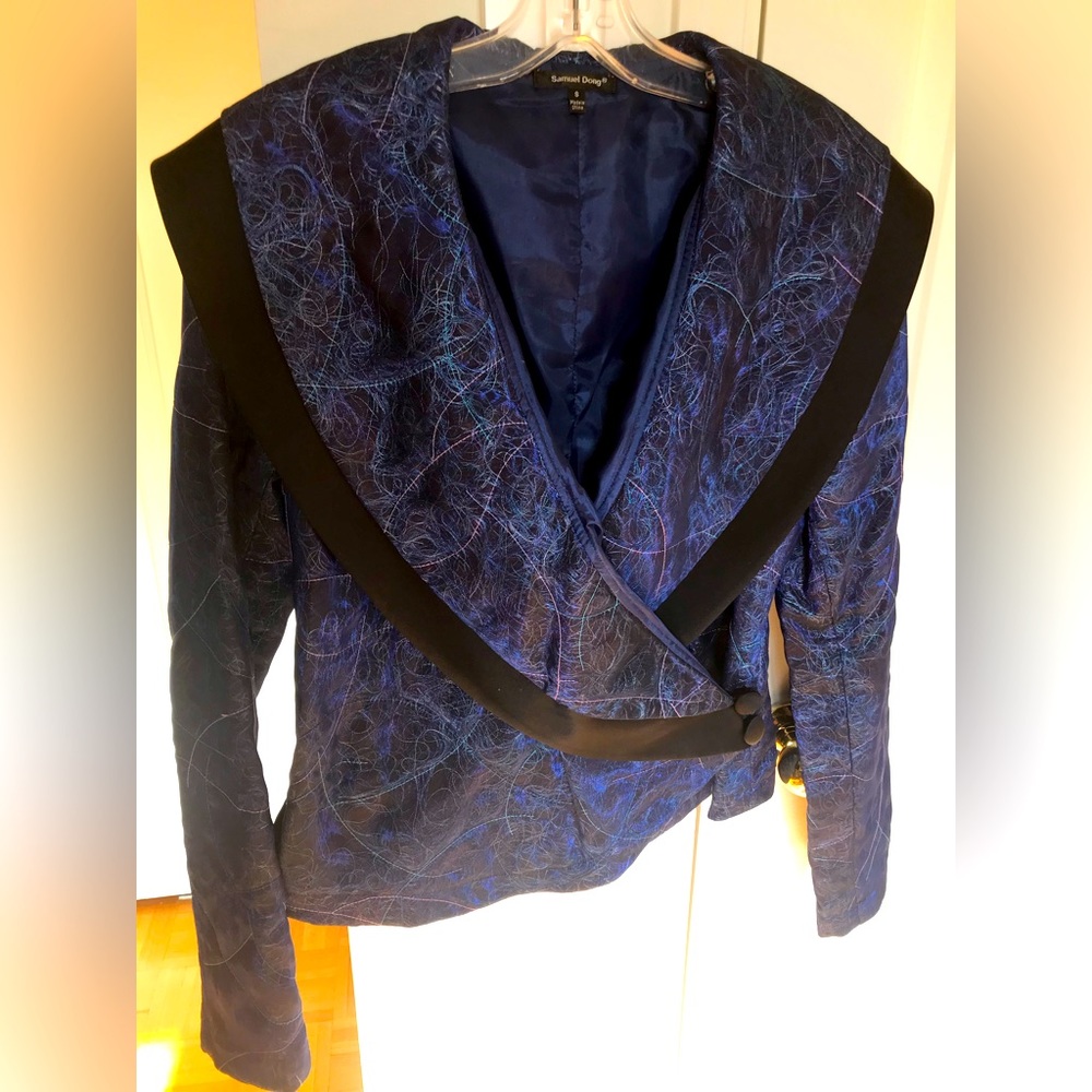 Samuel Dong shimmering blazer in royal blue